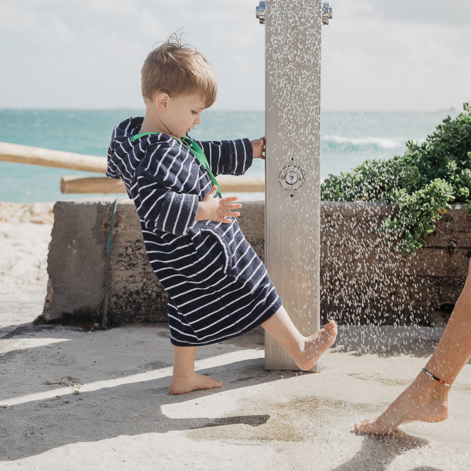 Swim Hoodie Navy with Green Trims – Babies + Tots